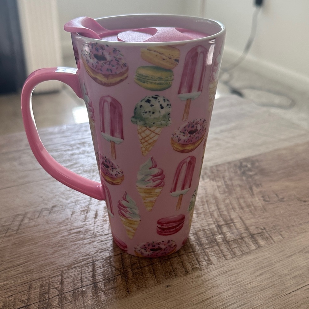 Pink Dessert Mug with Lid